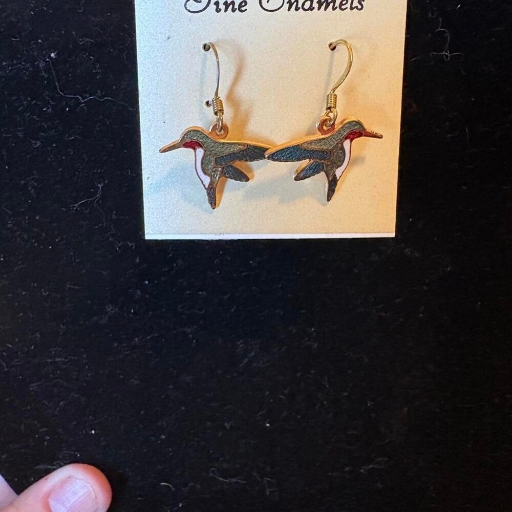 Fine Enamels Red-breasted Merganser Earrings